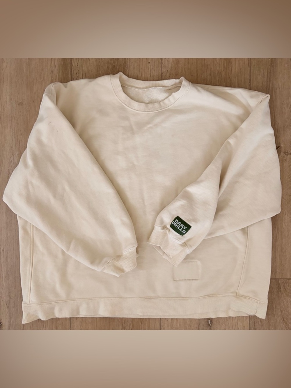 Daily Drills Cream Reversible French Terry Crewneck Sweatshirt XS/S